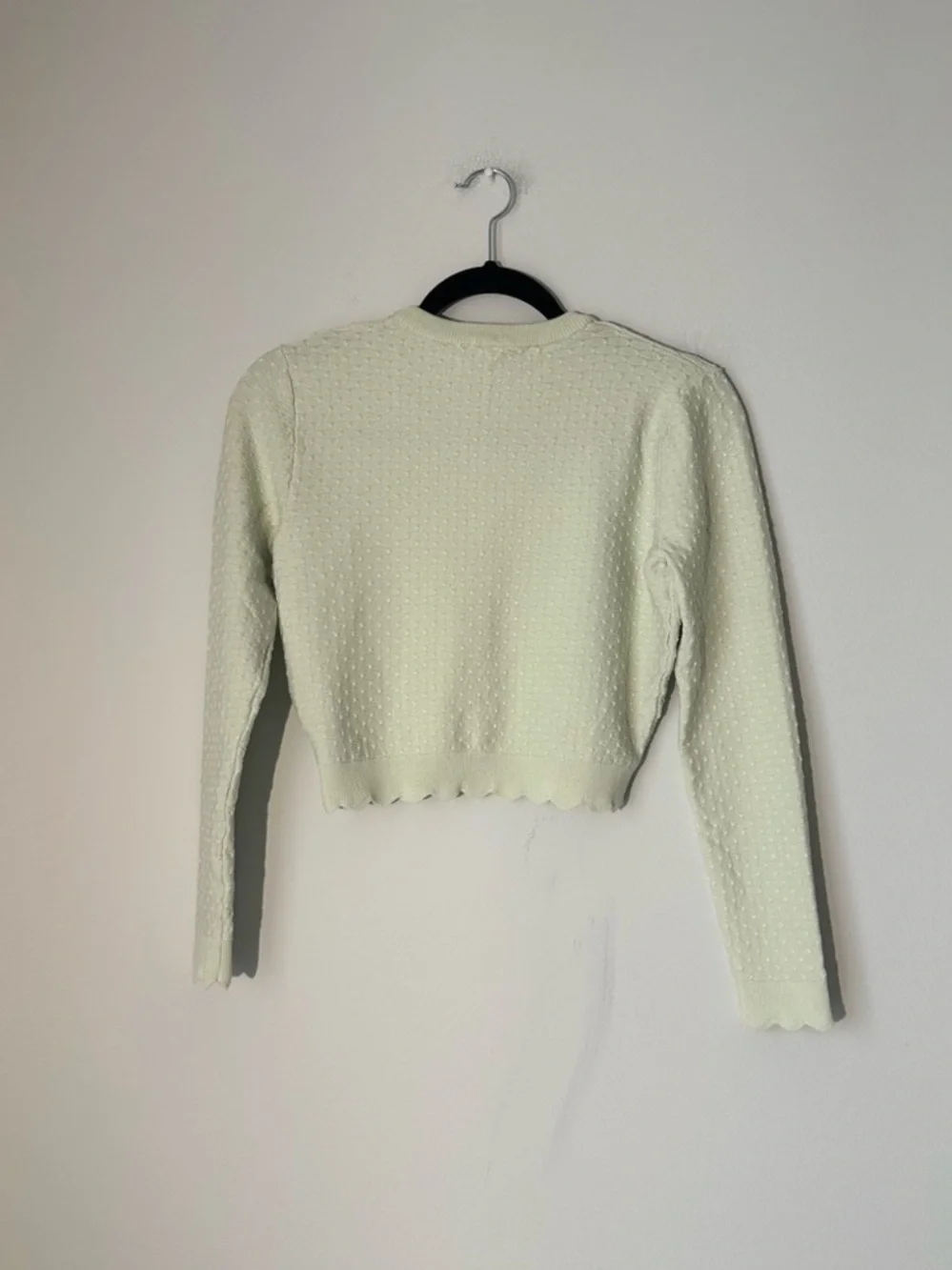 Zara Light Green Cropped Long-Sleeve Sweater Size M